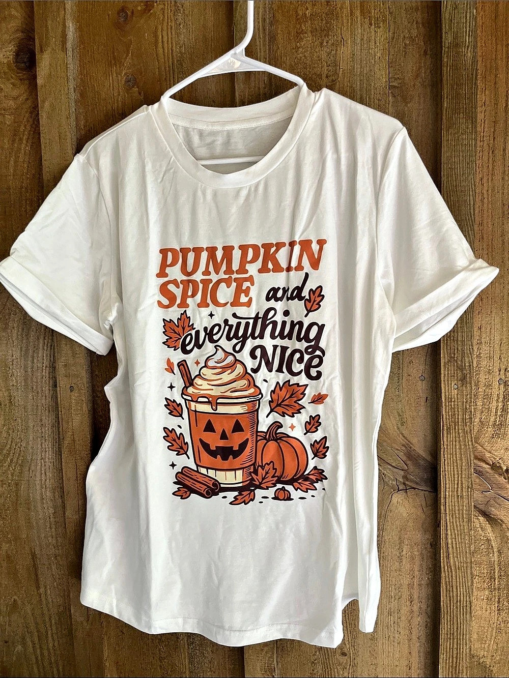 Pumpkin Spice Graphic Tee in White Size Large